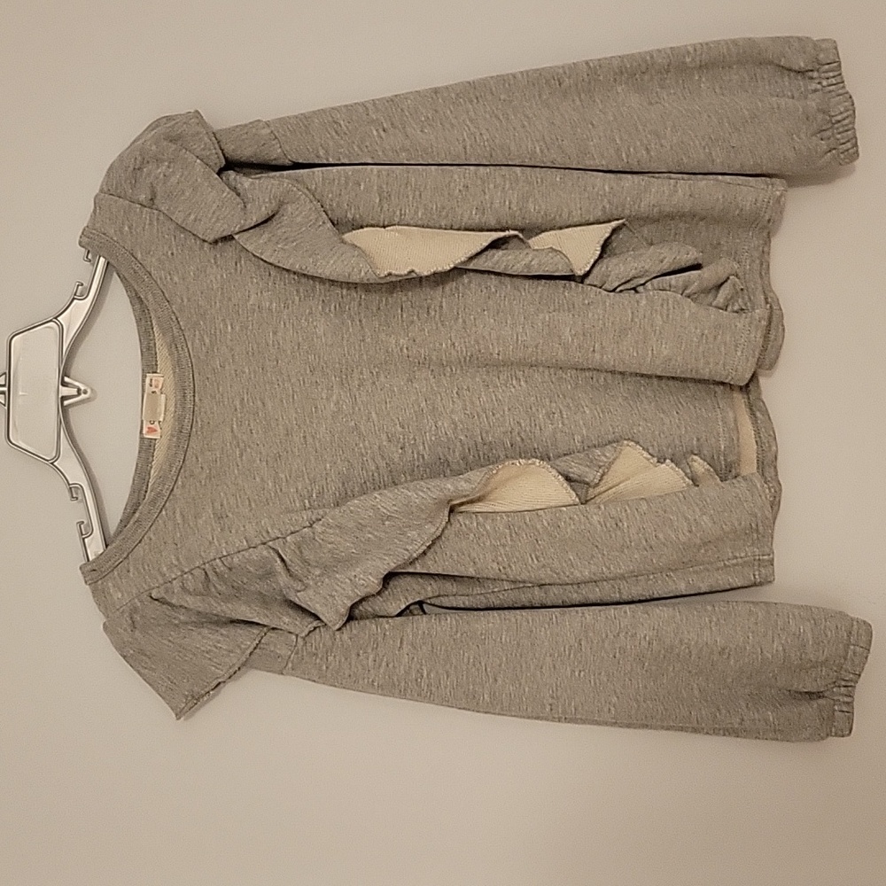 Crewcuts Girls Grey Ruffle Sweatshirt, size 6-7